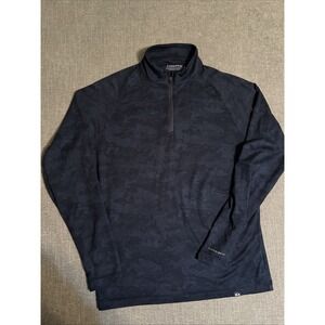 Fish Hippie 1/4 Zip Pullover Men's Small Logo Blue Camo Pattern‎ Casual